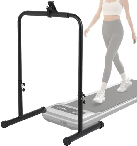 Handle Bar for Walking Pad Only, 23.6 Inch Wide Walking Pad Handle Bar with Phone Holder, Comfortable Grip Treadmill Bar to Hold, 31.1in-39.37in Height Adjustable Treadmill Handlebar Attachment