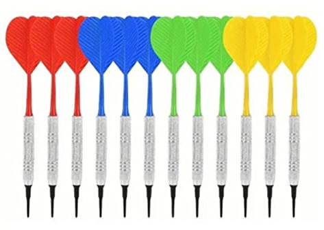 Alomejor Juego de Dardos de Punta Suave, Material Duradero de Hierro y Plástico, 12 Piezas para Juegos Divertidos en Casa o Bar