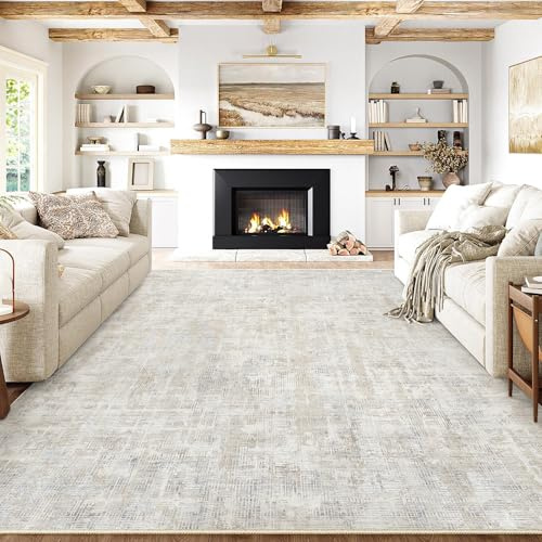 PureCozy Modern Beige Vardagsrum Matta 300x400cm Tvättbar Mattor