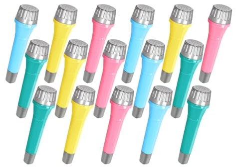 Uikdjgu Paquete de 16 Micrófonos de Juguete de Plástico, Micrófono Falso Colorido para Rellenar Bolsas de Regalos y Recuerdos de Fiestas de Cumpleaños