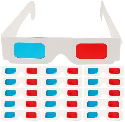 LOLIPPYY Gafas 3D de Papel Anaglifo Rojo Azul 60 Unidades Desechables para Películas Marco Ligero Hipoalergénico Tamaño Compacto Adecuado para Cine en Casa y Uso Familiar