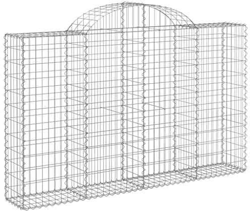 Nqyjm Garden Mesh Fence Gabion Basket Arched 200 x 30 x 120/140 cm Galvanised Iron Gabion Wall Stone Cages for Outdoor Patio Lawn Decorative Model 2
