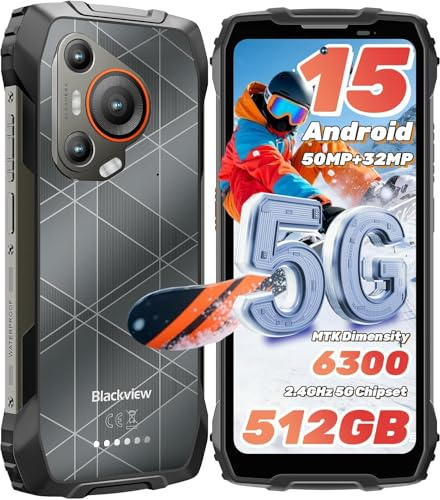 Blackview BL7000 5G Outdoor Handy Ohne Vertrag, 24GB+512GB MTK Dimensity 6300, Android 15 Outdoor Smartphone, 120HZ 2.4k FHD+ 6.78, 50MP+32MP Baustellenhandy, IP68/IP69K/NFC/OTG