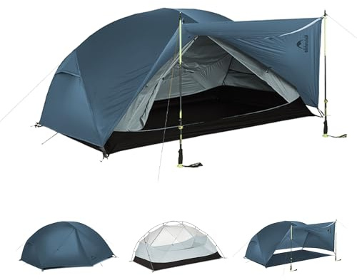 Naturehike Mongar Basetält för 3 personer, ultralättt campingtält, vattentätt, för utomhus, vandring, backpacking, blå färg