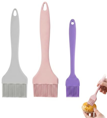 Set 3 Pennelli Cucina in Silicone, Pennello da Cucina 3.5/7/9cm per Pasticceria, Barbecue e Olio, Pennello Silicone Cucina Resistente al Calore per Dolci, Bistecche e Marinatura