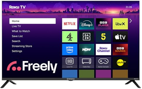 Westinghouse 43 Inch Freely 4K Ultra HD Smart TV,Sports Mode with Freely, Disney +,HDR, Dolby Audio, Voice Control,Built-in Hi-View AI Engine for Living Room or Home Theatre