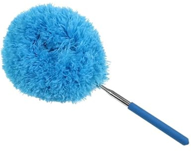 Multifunktionell dammvippa i mikrofiber med teleskopstång: tvättbar och återanvändbar, lämplig för högt i tak, möbelfläktar (blå)