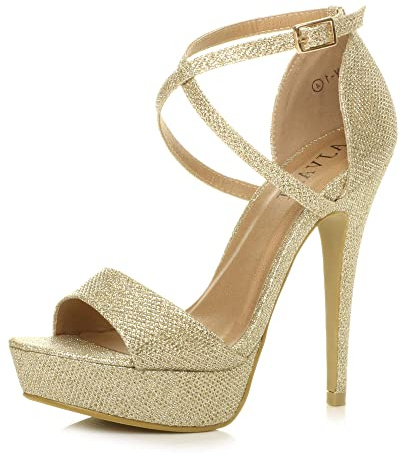 AJVANI Womens ladies platform high heel peep toe cross over strappy sandals shoes size