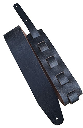 Leder Gitarrengurt 'Cracked', 3mm dickes Echtleder in 2 Längen und 3 Breiten, Farbe:schwarz/braun, Größe:8cm breit / 130-170cm lang