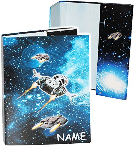 alles-meine.de GmbH Heftordner/Ordner/Heftbox - A4 - Weltraum - Space - Raumschiff - incl. Name - für Hefte, Zettel und Mappen - Gummizugmappe & Heftmappe - Mappe & Box -..