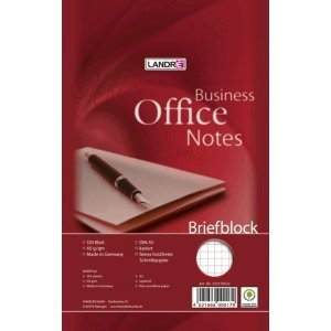 5 x Landre Briefblock Office A5 100 Blatt 60 g/qm kariert