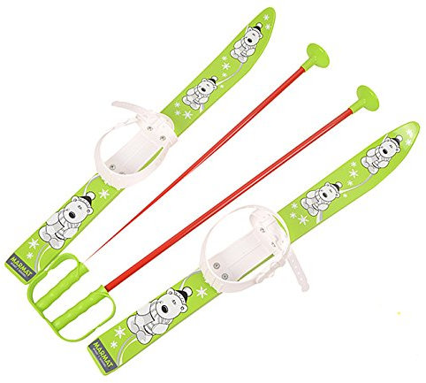 MARMAT SKI Skier Kinder BINDUNG + Stöcken Kinder-SKI Kunststoff 6 Farben 65 cm (Grün)