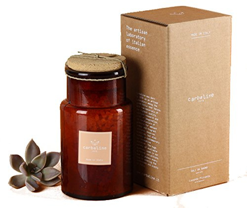 Sali da Bagno in pregiata Bottiglia Vetro Giallo - Carbaline - 500gr (Talco & Muschio)