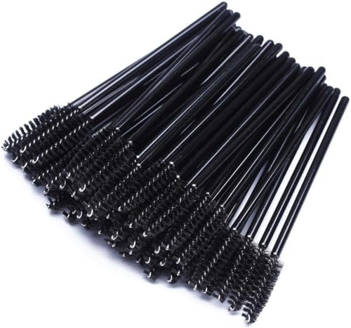 Tbestmax 300 PCS Disposable Mascara Eyelash Wands Brush Spoolies for Eyelash Extension Eyebrow and Makeup Color Black