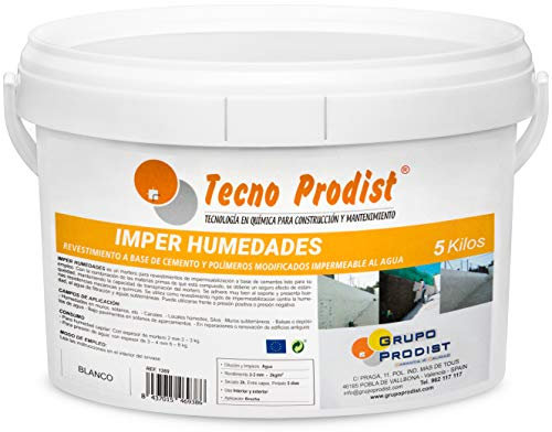 IMPER HUMEDADES de Tecno Prodist (5 Kg) Mortero para revestimiento de Paredes. Impermeabilización. Tratamiento humedades muros, sótanos, etc. Impermeable al agua, fácil de usar