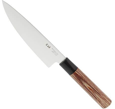 KAI Seki Magoroku Redwood kleines Kochmesser 15,0 cm Klingenlänge - 1K6 Edelstahl mit 57 (±1) HRC - hochglanzpolierte Klinge - Pakkaholz Red Wood - Handgefertigt in Japan