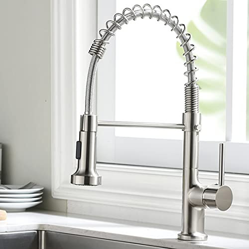 AIMADI Wasserhahn Küche Ausziehbar,Küchenarmatur 360° Drehbar,Einhebelmischer mit 2-Wege Sprühfunktion (Duschstrahl & Strahlstrahl) für Spülbecken, Gebürstetes Nickel