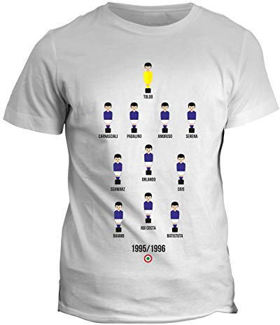 fashwork Maglietta T-Shirt Tifoso Calcio Uomo Formazione Viola Coppa Italia Stagione 1995-1996 - Vintage Football - Nostalgia - Idea Regalo