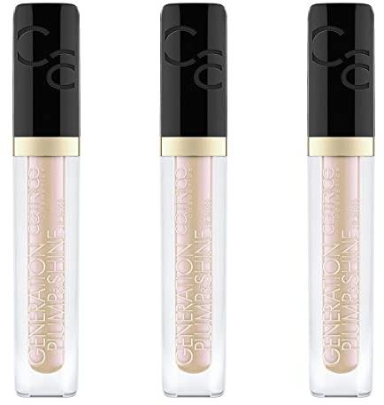 Catrice Generation Plump & Shine Lip Gloss, Lipgloss, Nr. 090 Golden Zircon, nude, vergrößernd, langanhaltend, glänzend, schimmernd, vegan, ölfrei, ohne Alkohol, 3er Pack (3 x 4,3ml)