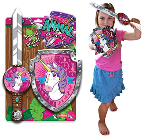 Animal Armouriez - Unicornio de Deluxebase. Conjunto de Espada y Escudo de Juguete, de Espuma, de fantasía, para Disfraz niño