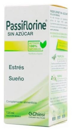 Chiesi Passiflorine Sin Azúcar, Ayuda a Afrontar el Estrés y el Sueño Perturbado, Con Pasiflora y Espino, Ingredientes Activos 100% Natural, Sin Sensación de Somnoliencia, Solución Bebible, 125 ml