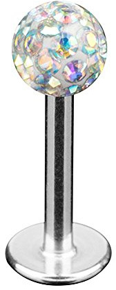 Taffstyle Piercing Stecker mit Ferido Kristall Kugel | Lippe Ohr Nase