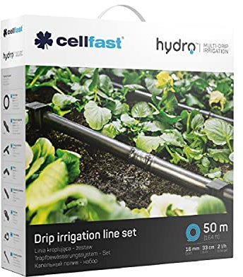 Cellfast 19-060 Hydro™ Tropfbewässerungssystem Set UV-Strahlen- und chemikalienbeständig Gartenbewässerung 50m Tropfschlauch