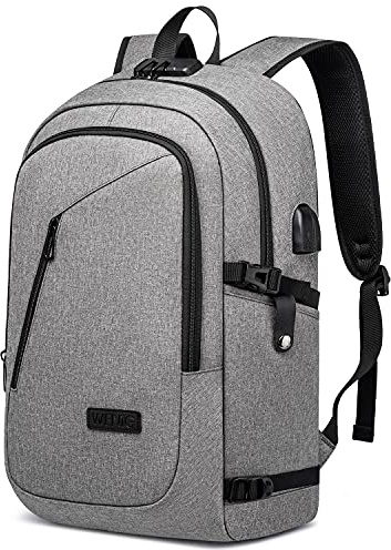 Großer Laptop-Rucksack für Herren mit USB-Ladeanschluss, 43,9 cm (17,3 Zoll), Reise-Laptop-Tasche, wasserabweisend, Diebstahlschutz, Business, Arbeit, Uni, Schule, Computer-Rucksack für Männer und