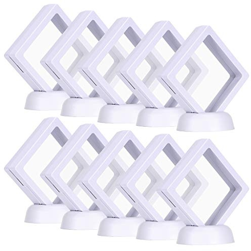 Skelang 10 escaparate Flotante 3D, Marco escaparate, Expositor Transparente, para medallón AA, Antiguo, Pieza de desafío, púa, Joyas, alfiler, Blanco