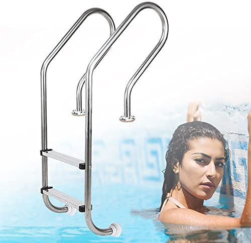 IBOWZ Rail de Piscine Main Courante de Piscine Échelle de Piscine à 2 marches Main Courante de Piscine en Acier Inoxydable Hauteur de Piscine Applicable 0,7-0,9 m,Rail d'appui de Piscine pour pisc