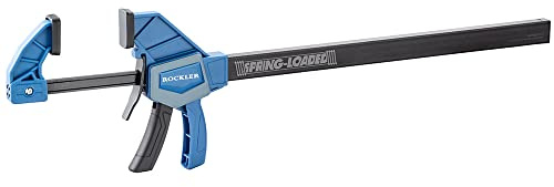 Rockler Spring-Loaded One-Handed 10” Bar Clamp – Trigger Clamp leaves other Hand Free to Position Parts – Pistol Grip Woodworking Clamps Closes Jaws for one-handed clamping – Nylon Quick Clamps