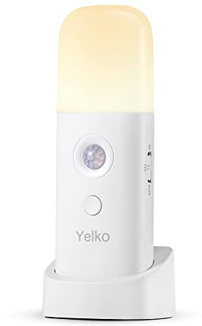 YELKO Motion Sensor Night Light, 2000mAh Rechargeable Night Lights Battery Powered, PortableＤimmable Nightlights with 5 Brightness Levels for Kids,Adults (Warm White 1Pack)