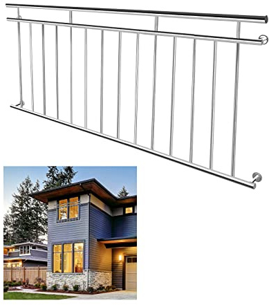 YARDIN Geländer Edelstahl Französischer Balkon Fenstergeländer Terrassengeländer Stabgeländer Terrassengeländer Fensterschutz Fenstergitter (184 * 90cm)