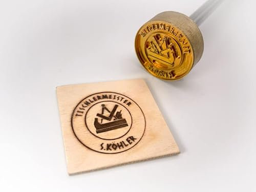Dein Brandstempel extern beheizter Schriftzug im Motiv Zunftzeichen Tischler für Holz, Leder, Pappe - personalisiertes Brandeisen, individueller Brennstempel in ø 70 mm