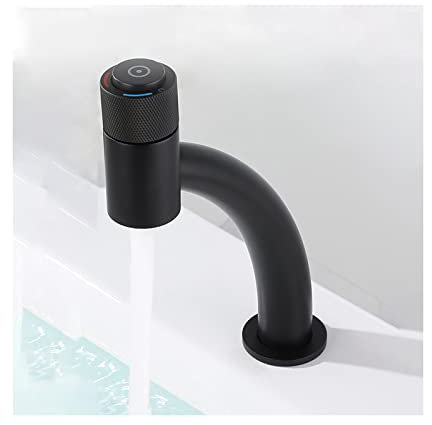 Brass Bathroom Faucet Single Hole Bathroom Sink Faucet Vanity Faucet Hot and Cold Adjustable, Countertop Installation, for Kitchens, Washstand and Motorhomes,Matte Black