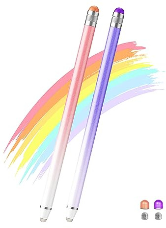 4 Pack 2 in 1 Tablet Stift mit 8 Spitzen,Faser/Gummi für Tablets & Handys | Empfindlichkeit und Präzision Eingabestift für iPad/Nintendo Switch/iPhone/Samsung/Huawei/Xiaomi Allen Touchscreen-Geräten