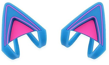 Glow in Dark Silicone Cat Kitty Ears Lovely Fluorescent Cat Ears Compatible for Bose/Razer/HyperX/Corsair/SteelSeries Arctis/Edifier Gaming Headphones (Blue)