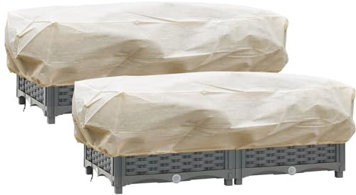 iBamso Riparo delle Piante d'inverno, Coprivaso Rettangolare Protegge Le Piante da Balcone e Davanzale dal Gelo, Telo Antigelo Piante per Piante con Coulisse alle Due estremità- 2Pcs 150 x 45 x 40 cm