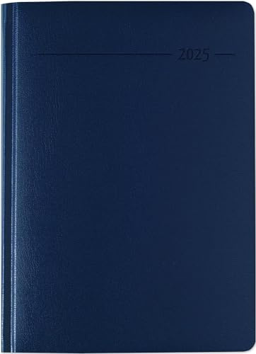 Zettler - Buchkalender Balacron 2025 blau, 15x21cm, Taschenkalender im Balacron Einband mit 416 Seiten, 1 Tag auf 1 Seite, Adressteil, Monatsübersicht, Mondphasen und internationales Kalendarium