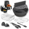 9 Pcs Premium Ninja Air Fryer Accessories, Collapsible Round Silicone Air Fryer Liner, Design to fit AF100UK, AF160UK, Ninja 15 in 1 Multicooker, 3.8L & Above Round Air Fryer, 2.6mm Thickness (Black)