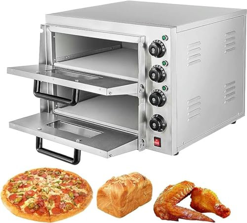 BTURYT Horno eléctrico para Pizza de 3000W, Horno Tostador de cajón Comercial de Dos Pisos, 50-350 ℃ con Temporizador, para Restaurante, Fiesta en casa