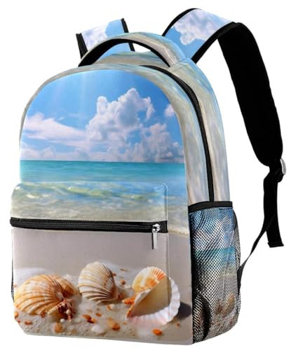 FVQL Rucksäcke für Teenager, Mädchen, Jungen, Schultasche, Strand, Sandmuschel, Colorjdnf481, 29.4x20x40cm/11.5x8x16in