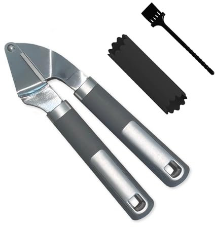 VDM Home Products Knoblauchpresse - Spülmaschinenfest - Ingwerpresse - Kräuterpresse - Inkl. gratis Knoblauchschäler und Reinigungsbürste - Ideal für Knoblauch und Kräuter