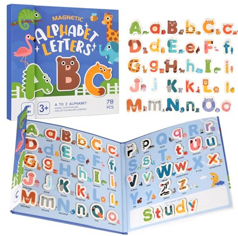 GOGOLAN Magnetische Buchstaben für Kinder,52 Pcs Alphabet ABC Magnete für Kühlschrank,Magnetische Tiere Alphabet Spielzeug,Educational Rechtschreibung Lernspiele Spielzeug für Kleinkind Vorschule
