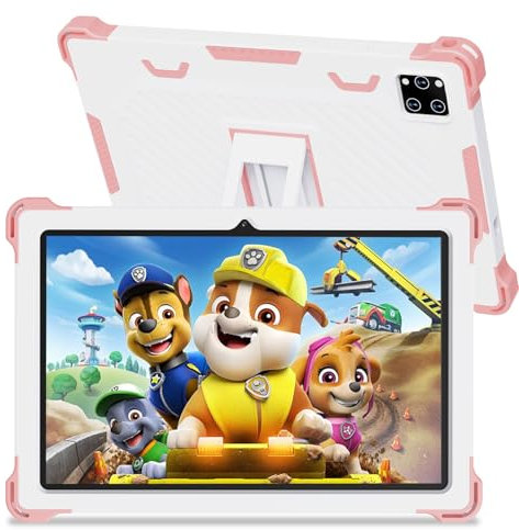 Kids Tablet, 10 inch Android 14 with Protective Case, 10GB+64GB/512GB Expandable, Octa-Core, 6000mAh Battery, WiFi 6, BT5.2, Parental Control, IWawa Children's System,Dual Cam, Gift for Kids Pink