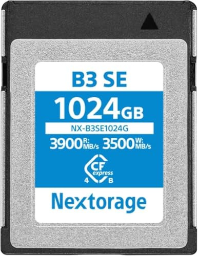 Nextorage Marque Japonaise CFexpress 4.0 Type B 1024 Go | Max Lect. 3900MB/s, Écr. 3500MB/s, 8K, Vidéo haute résolution, Canon, Nikon, Fujifilm, Panasonic, NX-B3SE1024G