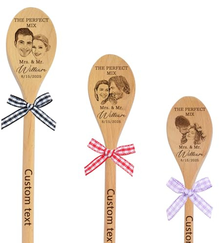 Faccia su un cucchiaio, Faccia personalizzata Incisa Cucchiaio di Miscelazione di Legno, Nome Cucchiaio di Miscelazione di Foto Regalo, Foto faccia Cucchiaio (style3)