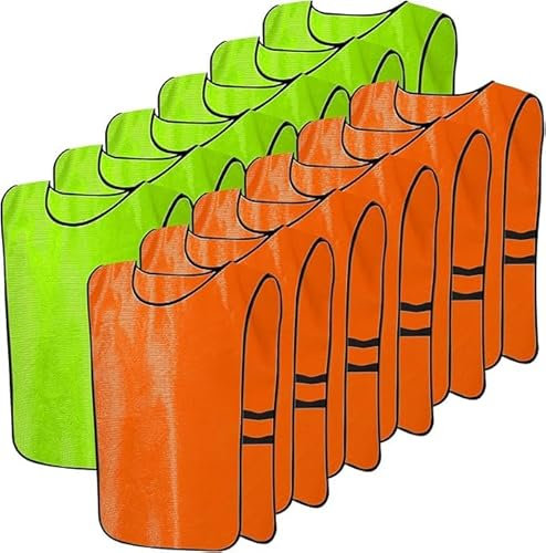 TESIN 12er Fußball-Leibchen für Jugend, 63 x 43 cm Sport Trainingsleibchen, Team-Spiel Bibs, Spiel Fussballtraining Zubehör,Westen fürs Teamtraining