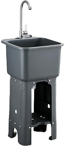 Stainless Steel Utility Sink - Portable Outdoor Garden Sink, Free Standing Design for Home and Outdoor Use, Ideal for Commercial Kitchens