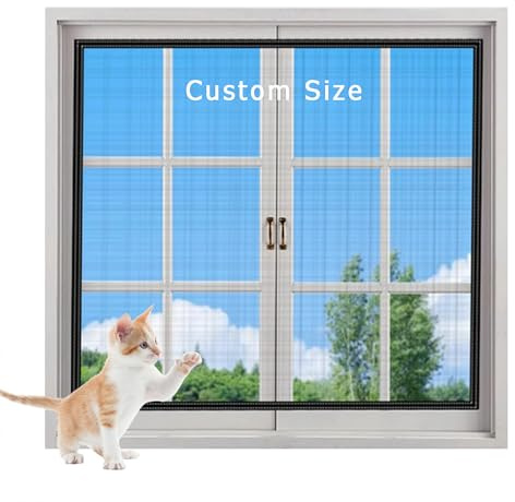 DUOLEH Window Protection for Cats Custom Size, Cat Safety Net, Indoor Window Nets to Keep Bugs Out, Anti-Scratch Window Guard Net Anti-Mosquito Fly Screen Netting